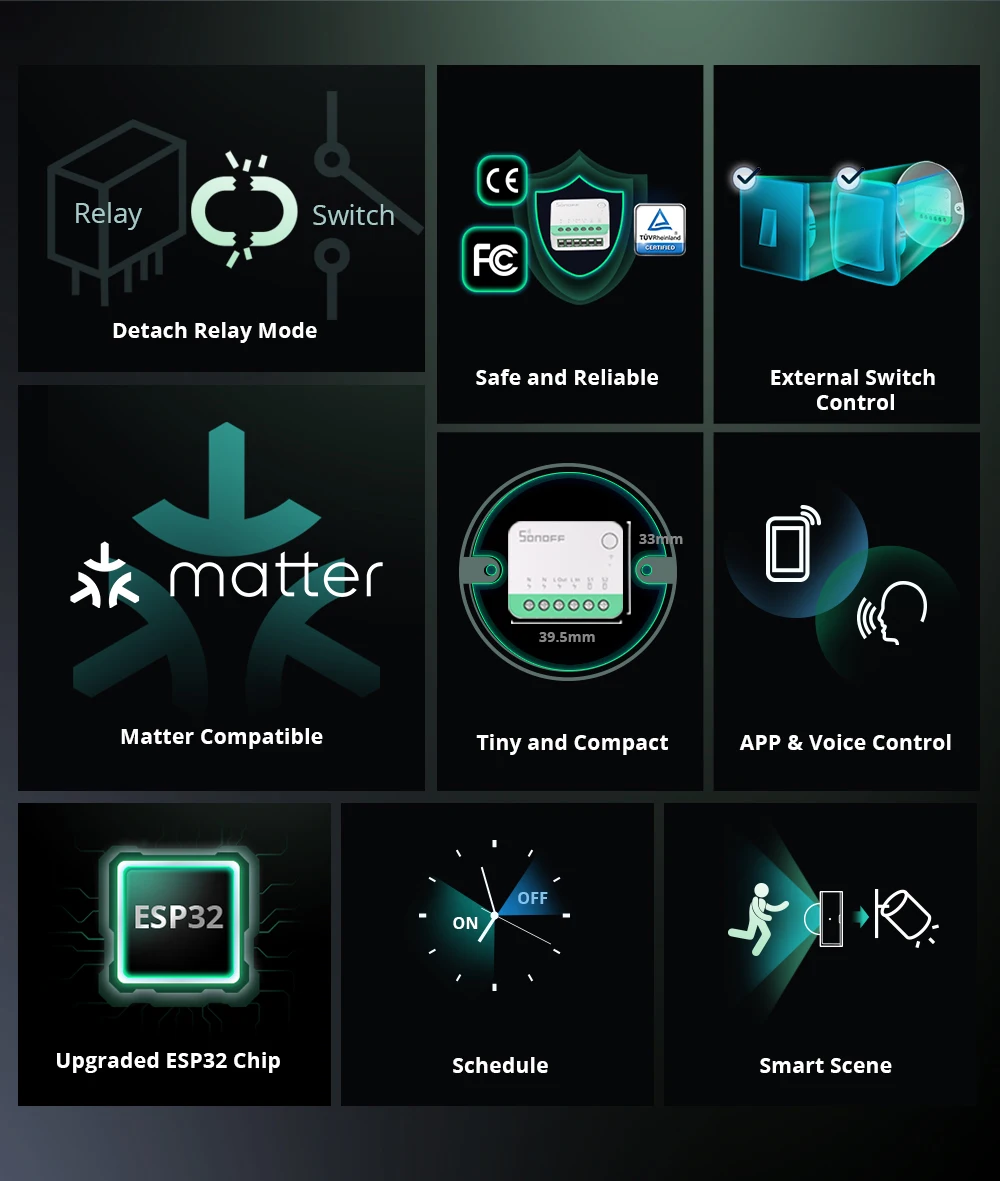 Sonoff Mini R4 Matter WiFi Smart Home Light Switch Sonoff Mini R4 Extreme Matter Relay Work with Alexa Google Home Homekit
