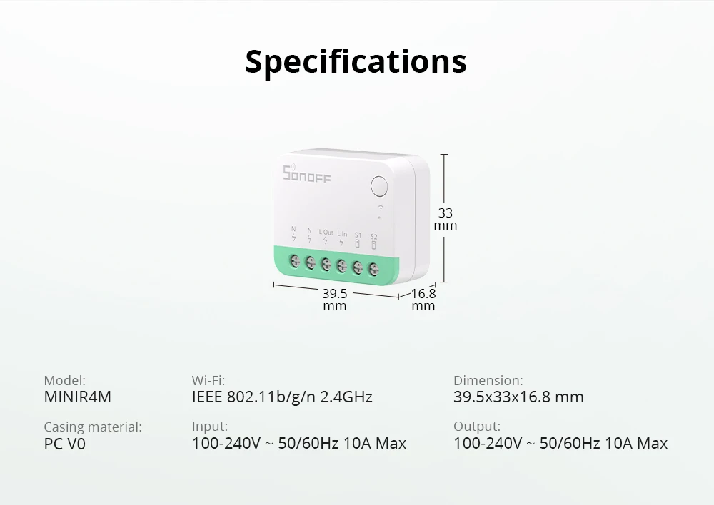 Sonoff Mini R4 Matter WiFi Smart Home Light Switch Sonoff Mini R4 Extreme Matter Relay Work with Alexa Google Home Homekit