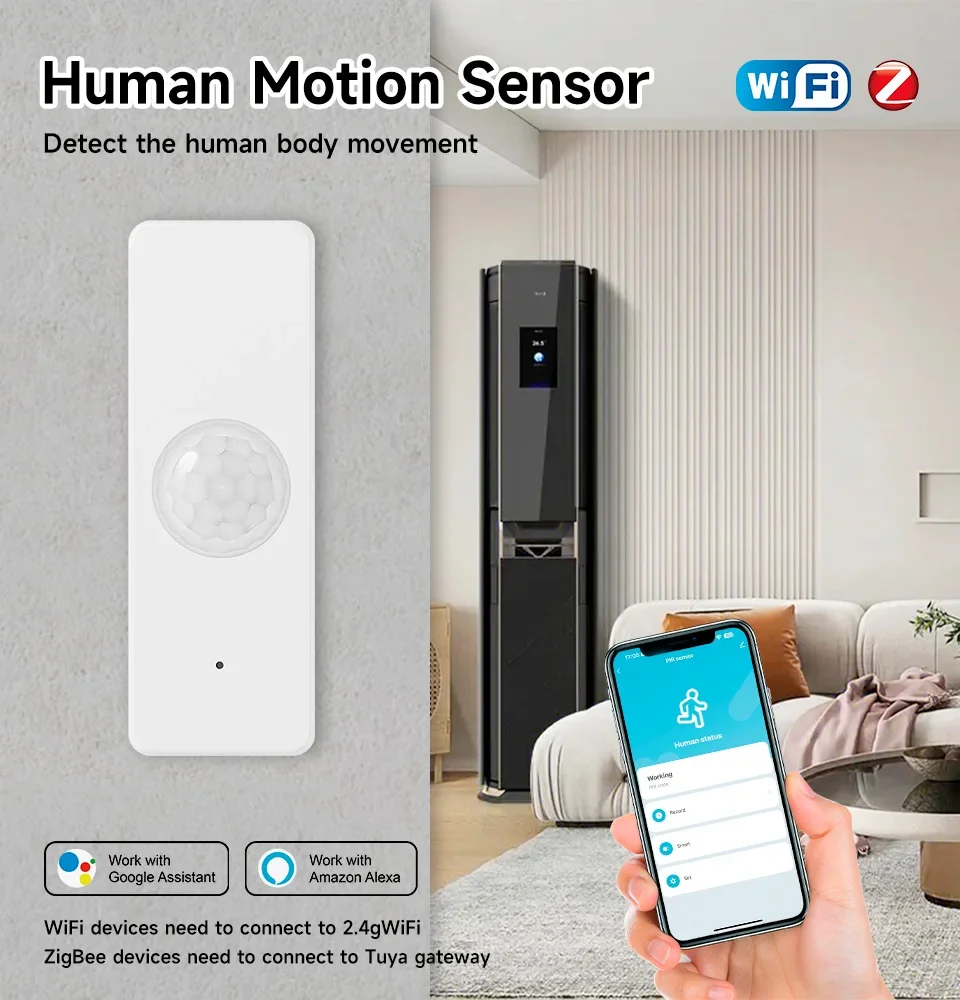 Tuya WiFi Zigbee PIR Motion Sensor Smart Home Human Body Infrared Detector Security Smart Life Works With Alexa Google Home