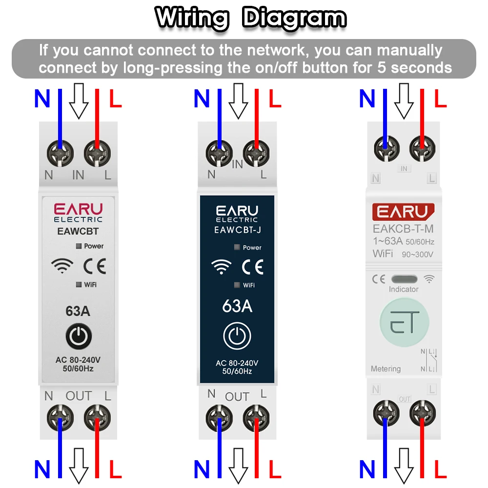 Tuya WiFi Smart Circuit Breaker MCB 1P+N 63A Timer Power Energy kWh Voltage Current Meter Protector Voice Remote Control Switch