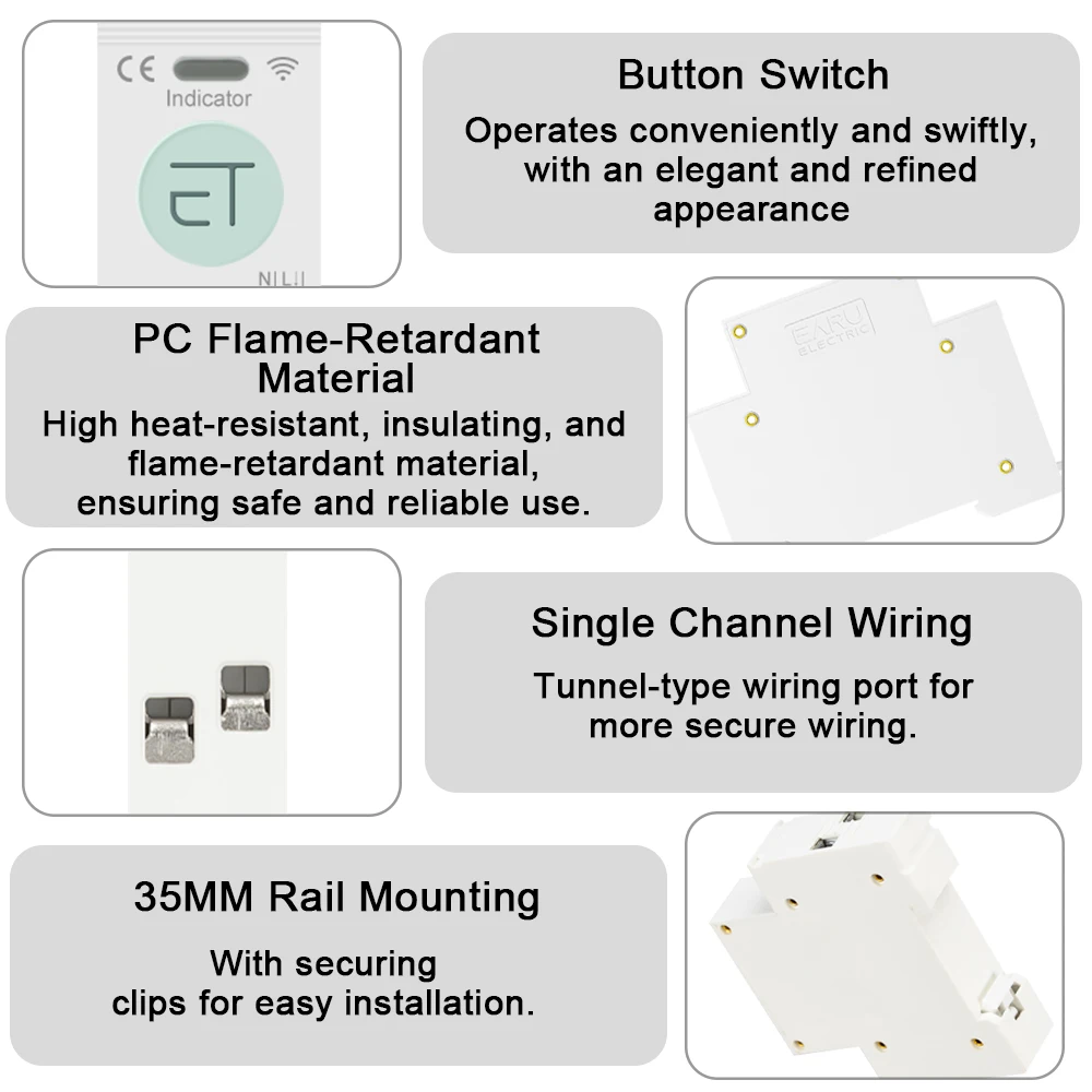Tuya WiFi Smart Circuit Breaker MCB 1P+N 63A Timer Power Energy kWh Voltage Current Meter Protector Voice Remote Control Switch