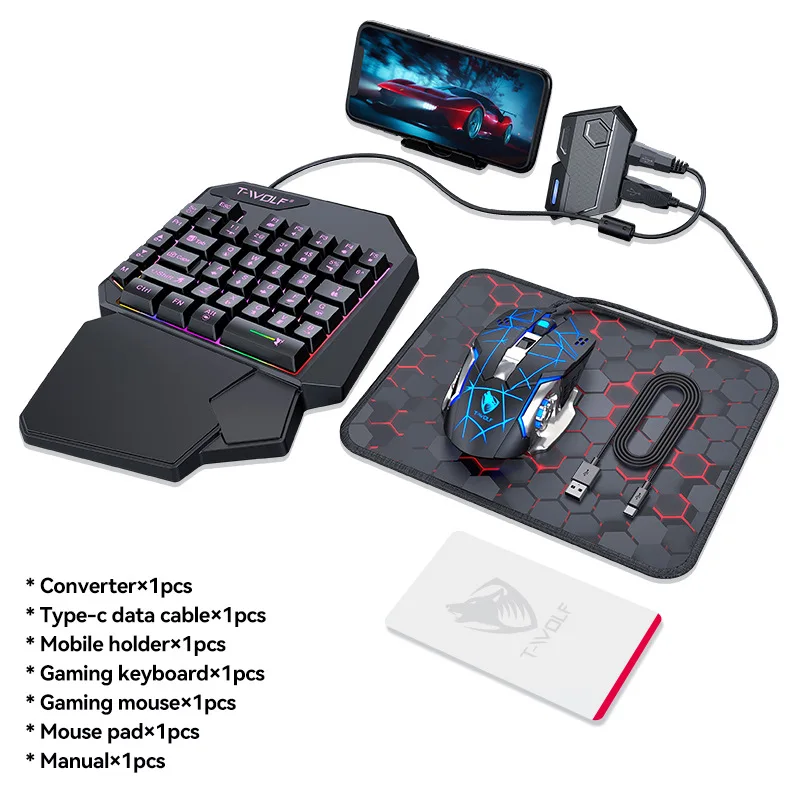Kit Mobilador Gamer Kit Gaming Keyboard Mouse Mobile Games Converter 5 In 1 Combo One Hand Keyboard Converter Mobile Games TF900 Kit Mobilador Gamer Kit Gaming Keyboard Mouse Mobile Games Converter 5 In 1 Combo One Hand Keyboard Converter Mobile Games TF900