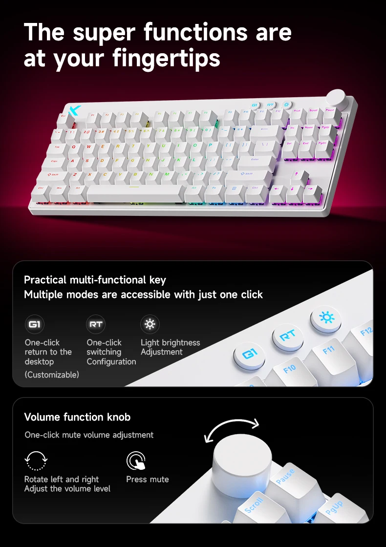 MCHOSE MIX87 Wired Gaming Keyboard Magnetic Swtich Keyboard 8K+256K Esport 0.08ms Low Latency E-Sports Custom Gamer Accessories MCHOSE MIX87 Wired Gaming Keyboard Magnetic Swtich Keyboard 8K+256K Esport 0.08ms Low Latency E-Sports Custom Gamer Accessories