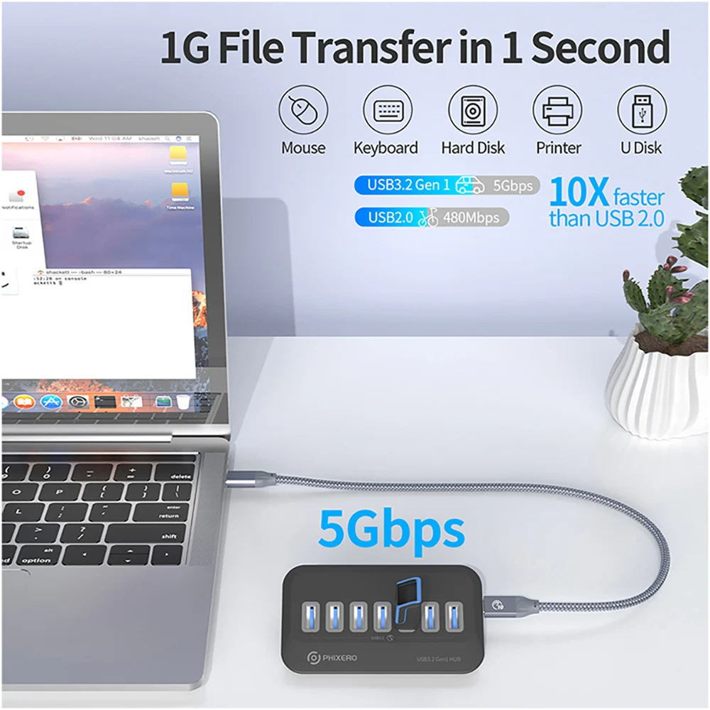 PHIXERO USB Splitter USB 3.2 Hub 5Gbps Type C Adapter Multi Ports USB 3.0 Docking Station Hub for Surface Macbook Laptop PC Hub PHIXERO USB Splitter USB 3.2 Hub 5Gbps Type C Adapter Multi Ports USB 3.0 Docking Station Hub for Surface Macbook Laptop PC Hub