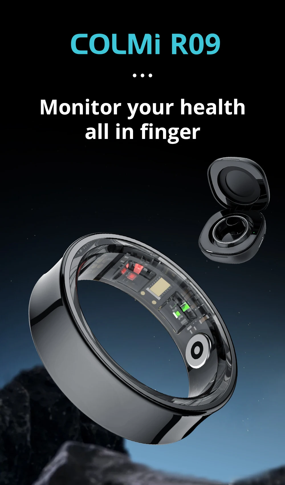 2024 COLMI R09 Smart Ring Men Women with Charging Case, Body Temperature Health and Sleep Monitor For Xiaomi Samsung Phone 2024 COLMI R09 Smart Ring Men Women with Charging Case, Body Temperature Health and Sleep Monitor For Xiaomi Samsung Phone