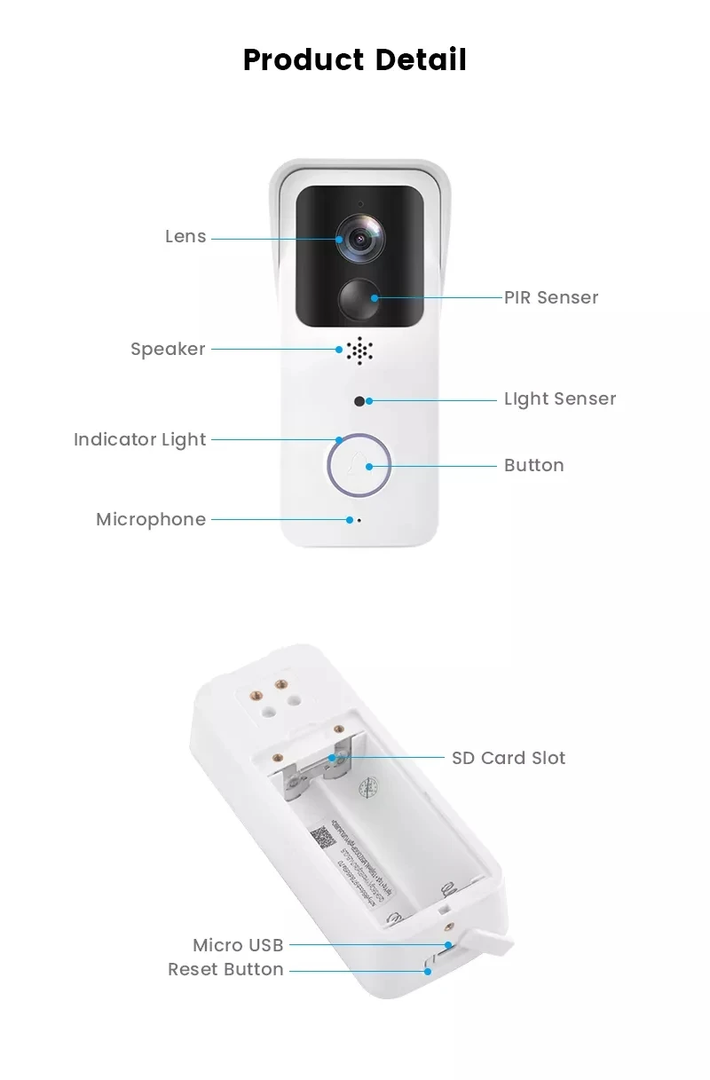 5G 2.4G WiFi Video Doorbell 1080P Tuya Smart Outdoor Wireless Intercom Waterproof Wireless Camera Ringing Bell