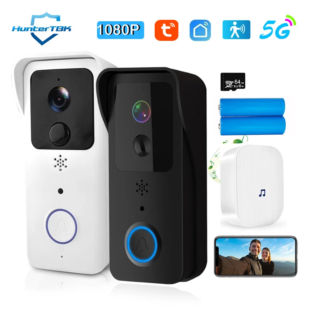 5G 2.4G WiFi Video Doorbell 1080P Tuya Smart Outdoor Wireless Intercom Waterproof Wireless Camera Ringing Bell